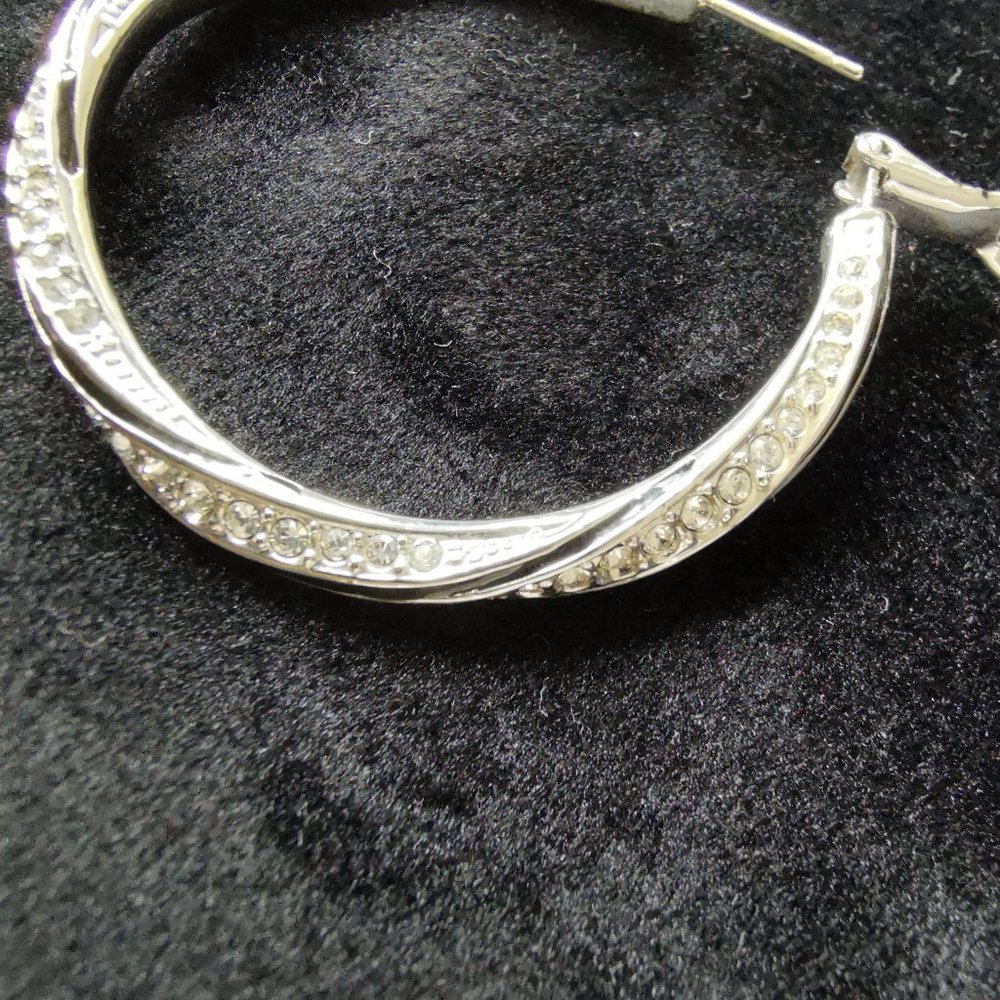 Hoop EARRINGS ring shape in sterling silver 925 and with crystals